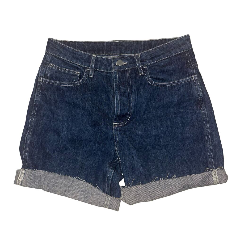 Organic Basics x ISKO Denim Shorts 28 Raw Hem Sustainable Organic Cotton Blue